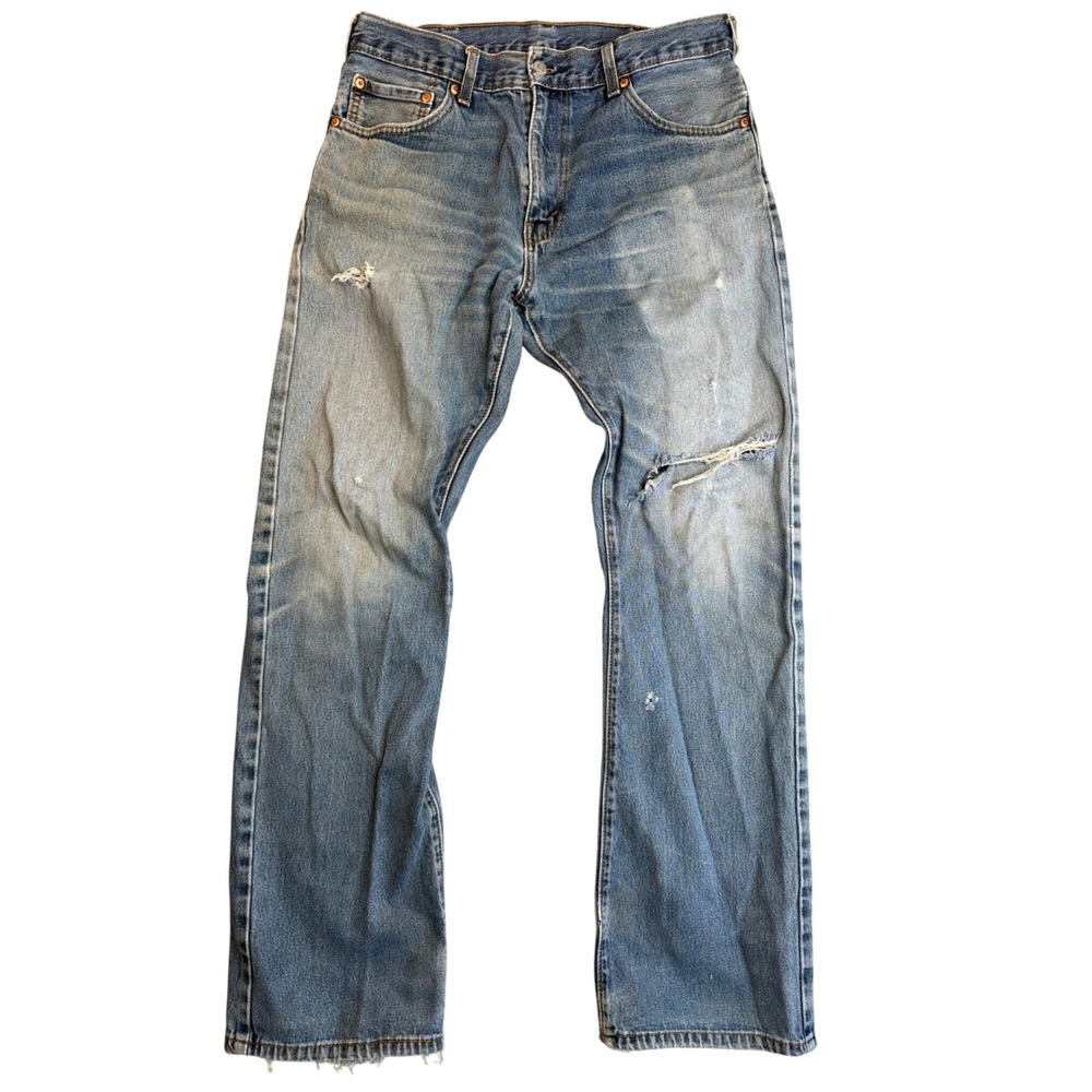 Levi's 517 Bootcut Jeans Distressed Light Wash Denim Mens 34x34 Rugged